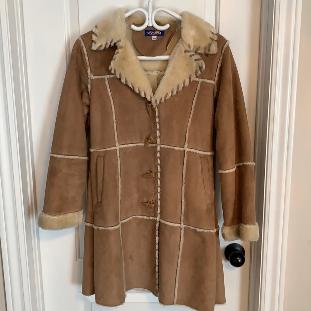 Vintage Kids Suede Faux-Fur Coat